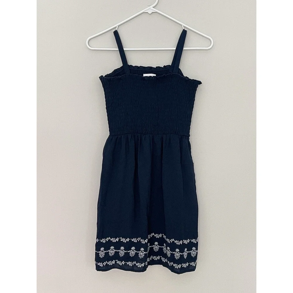Girls Spring Sun Dress BCBGirls Blue Embroidered Hem Medium (10-12) Nautical